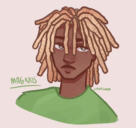 How To Draw Afro Hair Male, Black Magnus Chase Fanart, Dreadlock Sketch, Drawing Dred Locks, Dreads Sketch Male, Dreads Side Profile, Dreds Locs Drawing Reference, Black Magnus Chase, Cartoon Dreads