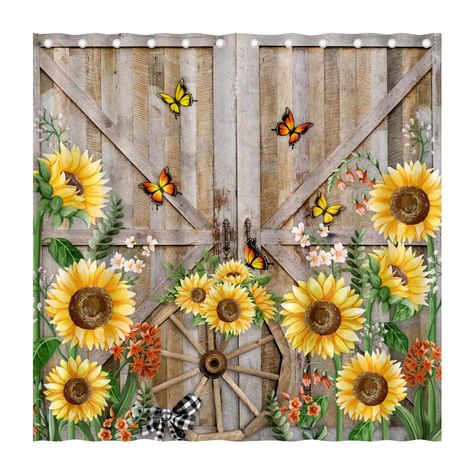 PRICES MAY VARY. 【MATERIAL】:This barn door sunflower shower curtain is made of 100% polyester fabric material,eco-friendly, be harmless to your family health. 【STANDARD SIZE】:72x72 Inch(180X180cm),due to manual measurement, this barn door sunflower shower curtain may be 2-3cm error, hope to understand! 【WASHING】:Machine washable and quick-drying to improve your bathing comfort. 【USAGE】:Each shower curtain is equipped with plastic hooks, it can be hung and disassembled quickly, you can hang it in Barn Door Shower, Wardrobe Curtain, Shower Curtain Rustic, Shower Curtain Farmhouse, Curtain Wardrobe, Hall Tree Storage Bench, Salon Styling Stations, Wooden Barn Doors, Partition Curtain