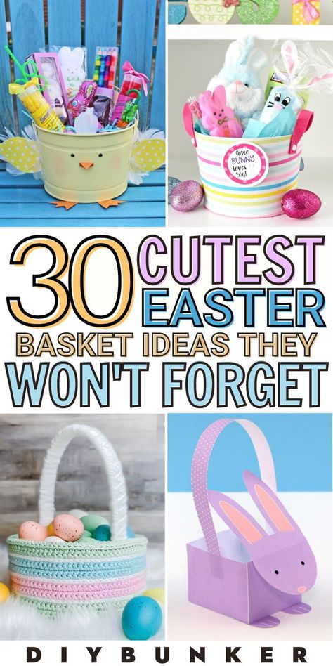 Homemade Easter baskets are the perfect way to show how much you care! These DIY Easter basket ideas will get your creative juices flowing and help you personalize some chocolate baskets for your loved ones. #easter #diybunker #easterbaskets Cute Diy Easter Gifts, Handmade Easter Basket Ideas, Making Easter Baskets For Kids, Diy Easter Baskets For Toddlers, Decorate Easter Basket, Easy Diy Easter Baskets, Easter Baskets Diy Handmade, Easy Easter Baskets To Make, Diy Easter Basket Decorating Ideas