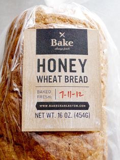 Bread Packaging Design, Simple Stickers, Bread Brands, Honey Wheat Bread, Bread Packaging, Bread Shop, Baking Packaging, Bakery Branding, Honey Wheat