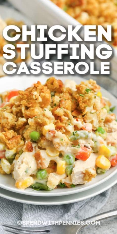 Chicken Casserole Dinners, Chicken Stuffing Casserole, Chicken And Stuffing, Chicken Stuffing, Stuffing Casserole, Crock Pot Recipes, Stuffing Recipes, Easy Casserole Recipes, Chicken Recipes Casserole