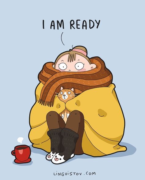 Good Morning Cold, Bear Socks, Illustration Doodle, Cat Comics, Cold Morning, Winter Animals, Funny Illustration, Orange Tabby, Funny Doodles