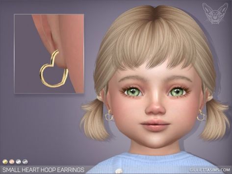 Giulietta – Accessories, Jewelry : Small Heart Hoop Earrings For Toddlers Available for download at Giulietta The Sims 4 Toddler, Cc Accessories, Toddler Cc Sims 4, Lotes The Sims 4, Sims 4 Piercings, Sims Baby, The Sims 4 Skin, Sims 4 Cc Kids Clothing, The Sims 4 Pc