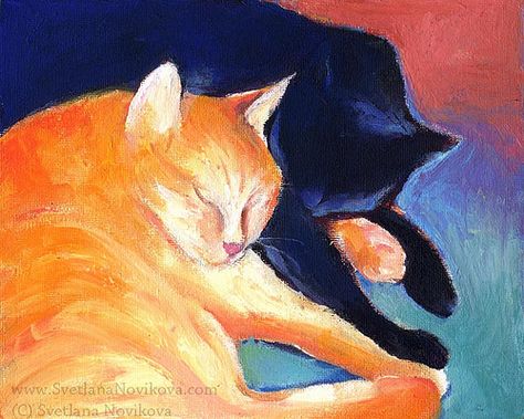 orange black cat painting with acrylic by www.SvetlanaNovikova.com, via Flickr Black And Orange Cat Drawing, Black Cat Orange Cat, Orange Cat Painting, Black And Orange Cat, Black Cat Drawing, Cats Sleeping, Black Cat Painting, Whimsical Animals, Tabby Cats