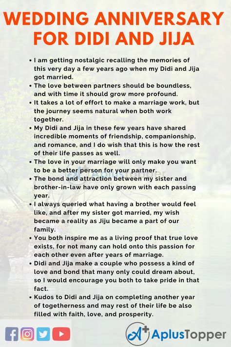 Wedding Anniversary Speech for Didi and Jija | Speech on Wedding Anniversary in English Sister Wedding Quotes Marriage, Sister Getting Married Quotes, Quotes On Wedding, Sister Wedding Quotes, Sister Getting Married, Wedding Quotes Marriage, Getting Married Quotes, Anniversary Speech, Married Quotes