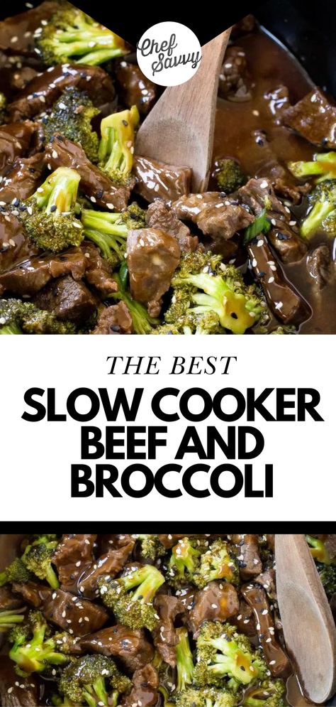 The BEST Slow Cooker Beef and Broccoli Recipe. Super tender chuck steak cooked low and slow for 5 hours until fall apart tender! This tastes just like the beef and broccoli you get at a restaurant! Serve over a bowl of rice or noodles! Follow Chef Savvy for more Beef recipes! Beef Chuck Steak Recipes, Slow Cooker Beef And Broccoli, Slow Cooker Beef Broccoli, Chuck Steak Recipes, Crockpot Beef And Broccoli, Beef Chuck Steaks, Beef And Broccoli Recipe, Steak And Broccoli, Easy Beef And Broccoli