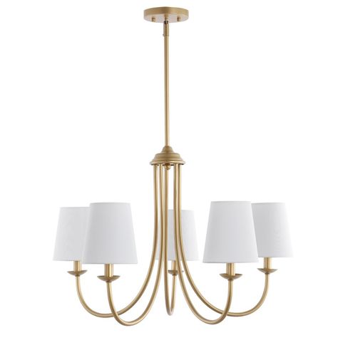 CHA4022B Chandeliers - Lighting by Safavieh Candelabra Chandeliers, White Chandelier, Contemporary Bedroom Decor, Traditional Chandelier, Gold Chandelier, Chandelier Lamp, Light Oak, Fabric Shades, White Fabric