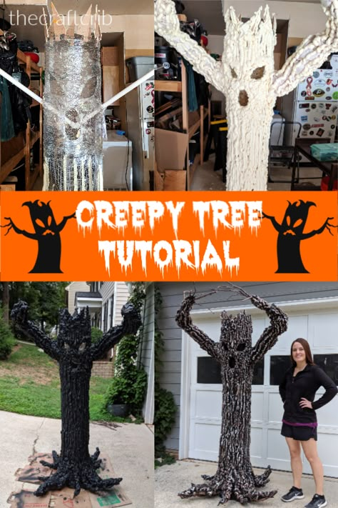 DIY Halloween Creepy Tree Yard Haunt Tutorial - This should definitely keep your neighbors kids off your lawn Creepy Tree, Diy Halloween Party, Scary Halloween Decorations Outdoor, Scary Halloween Decorations Diy, Halloween Diy Outdoor, Halloween Decorations Outdoor, Halloween Outside, Diy Crib, Hallowen Ideas