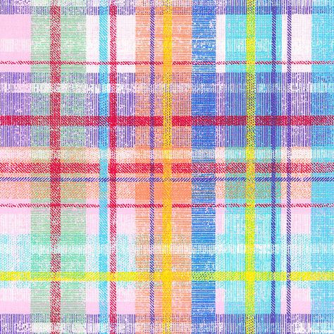 Madras Checks Pattern, Madras Checks, Madras Fabric, Multicolor Summer Beach Patterns, 80s Fabric Prints, Plaid Watercolor Pattern, Pastel Fabric, Summer Plaid, Free Quilt Patterns