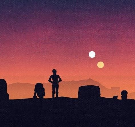 Tatooine Sunset, Binary Sunset, Sky Tattoos, Star Wars Painting, Star Wars Room, John Williams, Star Wars Drawings, Star Wars Tattoo, Rv Ideas