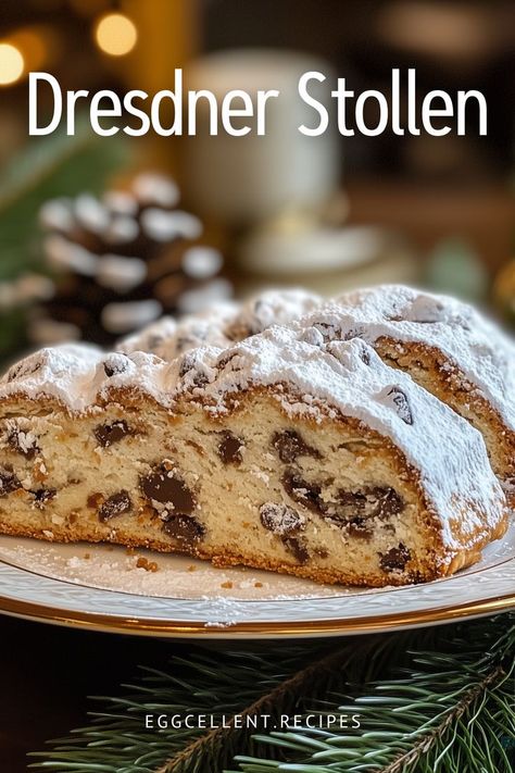 Indulge in a slice of holiday tradition with a delicious Dresdner Stollen. This German Christmas bread is a festive treat, laden with dried fruits, nuts, and a hint of holiday spices. #Dresdner Stollen recipe #dresdner stollen rezepte #dresdner stollen rezept weihnachten #dresdner stollen mit marzipan #rezept dresdner stollen #original dresdner stollen #original dresdner stollen rezept #stollen dresdner art Dresden Stollen Recipe, German Stollen Recipe, Christmas Stollen Bread, Stolen Bread, German Stollen Recipe Christmas, Stollen Cookie, Christmas Fruitcakes, Easy Stollen Recipe, German Christmas Stollen Recipe