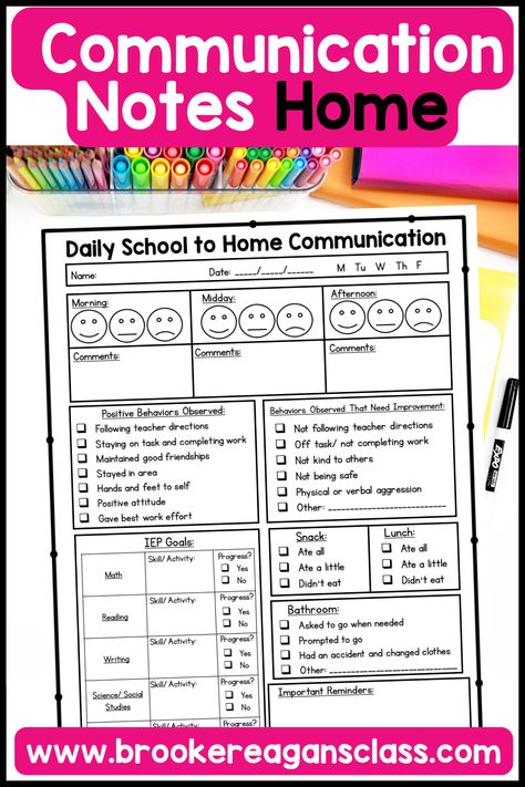 Daily communication notes home about student important information including behavior. These easy to fill out notes are also editable to meet your specific classroom needs. Fast and informative for families. Bridge the positive communication with parents now. Behavior Communication With Parents, Preschool Notes Home To Parents, Behavior Notes To Parents Free Printable, Daily Communication Sheets For Parents, Behavior Notes To Parents, School Communication Log, Notes Home To Parents, Parent Communication Folder, Ecse Classroom