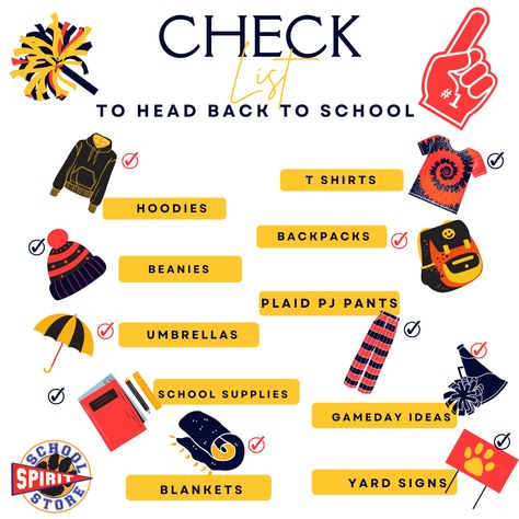 Check off all the Must Haves for Back to School. Stock your Spirit Shop, Booster Stand, ... Have the best ideas for Back to School and Fall Events,...Be ready for all the BIG Games, Welcome Students and Staff with the best gift ideas they will use!...and hold the most successful Fundraisers. Let's get started! #BacktoSchool #FallFundraisers #GameDayGear #SpiritShop #Spiritwear #CustomHoodies #CustomTshirts #CustomBeanies #CustomUmbrellas #CustomBlankets #CustomPlaidPJPants #CustomYardSigns Spirit Store Ideas School, School Merchandise Ideas, School Merch, School Spirit Store, Ideas For Back To School, Bookstore Ideas, Big Games, Flannel Pj Pants, Promotion Marketing