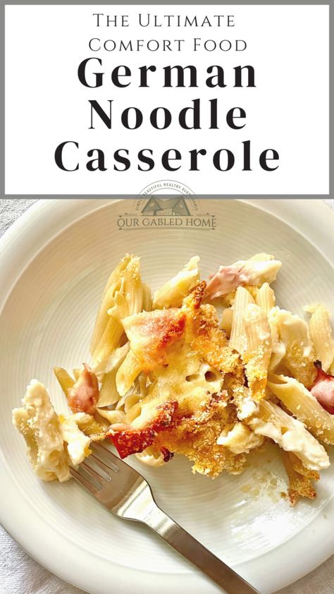 This decadent, cheesy noodle casserole is German comfort food at its best and always a big hit with kids and adults. You can dress up this recipe with ground beef or vegetables. German Easy Recipes, German Noodle Casserole, German Side Dishes Easy, Sausage Noodle Casserole, German Butter Noodles, Sour Cream Ground Beef Noodle Casserole, German Potato Noodles, German Cabbage And Noodles, Noodle Pudding