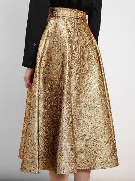 Lanvin Floral Brocade Full Skirt in Gold (metallic) | Lyst Brocade Skirts, Preppy Chic Outfits, Brocade Skirt, Prada Marfa, Jacquard Skirt, Gold Brocade, Brocade Dresses, Beautiful Skirt, Skirts For Women