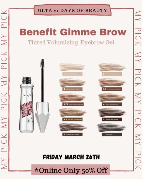 Benefit Gimme Brow, Makeup Brows, Benefit Brow, Brow Tint, Gimme Brow, Tinted Brow Gel, Quick Makeup, Brows On Fleek, Brow Tinting