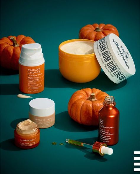 Fall Skincare, Cosmetic Photography, Fall Makeup Trend, Autumn Skincare, Fall Shoot, Minimalist Makeup, Halloween Photography, Ole Henriksen, Skincare Packaging