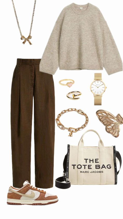 #outfit #brown #beige #fall #winter #spring #sweater #pants #ootd #outfitinspo #outfitinspiration Tan Pants Outfit Winter, Beige Pants Outfit Winter, Tan Pants Outfit, Outfit Zapatillas, Flowy Pants Outfit, Beige Pants Outfit, Pants Outfit Winter, Outfit Brown, Winter Pants Outfit