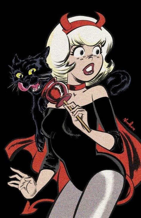 Sabrina And Salem, Halloween Pin Up, Castlevania Anime, Halloween Spooktacular, Sabrina Spellman, Art Folder, Goth Art, Pulp Art, Archie Comics