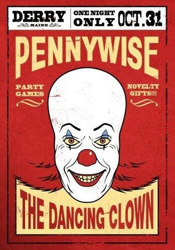 Pennywise the dancing clown flyer Calaveras Art, Pennywise The Clown, Pennywise The Dancing Clown, Horror Posters, Horror Movie Art, Horror Movie Posters, Jason Voorhees, Horror Characters, Vintage Horror