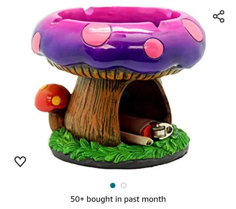 5.5" x 4.5" Original Gift Tabletop Big Fantasy Mushroom Smoking Ashtray With Large Storage Compartment for Indoor or Outdoor Use by f.e.s.s Mushroom Ashtray, Big Mushroom, Stash Spots, Fantasy Gifts, Clay Crafts Air Dry, Stash Box, Mushroom House, Clay Art Projects, Ceramics Ideas Pottery