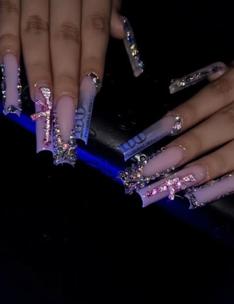 Long Nail Ideas With Diamonds, Virgo Freestyle Nails, Zodiac Birthday Nails Acrylic, Birthday Nails Aquarius Long, Aquarius Nails Acrylic Long, Extra Baddie Nails, Leo Birthday Nails, Libra Birthday Nails Design Long, Nail Designs Bling