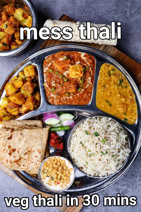 Thali Indian Food, Indian Thali Recipe, Indian Tali, Veg Thali Recipes, Veg Thali Indian, Indian Veg Thali, Hebbars Kitchen Recipes, Thali Ideas, Tiffin Ideas