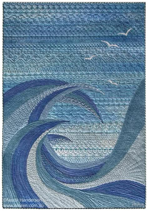 Neroli Henderson on Twitter: "'The Churning' my new embroidered artwork, you can read about it here: http://t.co/kDAqbrzm6L #art #quilt #patchwork http://t.co/f0TkkDdDYb" Beach Quilts, Colchas Quilting, Landscape Quilting, Ocean Quilt, Storm At Sea, Sea Quilt, Quilting Art, Beach Quilt, Landscape Art Quilts