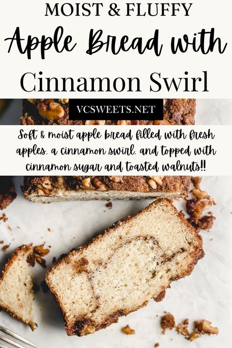 Packed with sweet honeycrisp apples, a cinnamon sugar swirl center, and adorned with a crunchy walnut sugared top, this moist Cinnamon Apple Swirl Bread brings all the best fall flavors!! Apple Bread Recipe, Honey Crisp, Apple Cinnamon Bread, Swirl Bread, Swirled Bread, Honeycrisp Apples, Apple Bread, Cinnamon Apple, Bread Serving