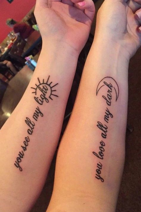 Light and dark | Jul 21st 2021 | 1590585 Mother And Sibling Tattoos, Matching Rib Tattoos, Tattoos For Sisters Meaningful, Meaningful Best Friend Tattoos, Friend Tats, Best Friend Tattoos Meaningful, Matching Bff Tattoos, Bestie Tattoos, Sister Tat