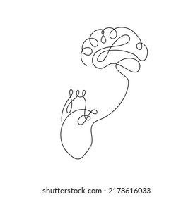 Mind And Heart Tattoo Minimalist, Brain Heart Tattoo Minimal, Tattoo Ideas Psychology, Fine Line Brain Tattoo, Heart Brain Tattoo Minimalist, Head And Heart Tattoo, Heart And Mind Tattoo, Psychology Tattoo Minimalist, Over Thinking Tattoo