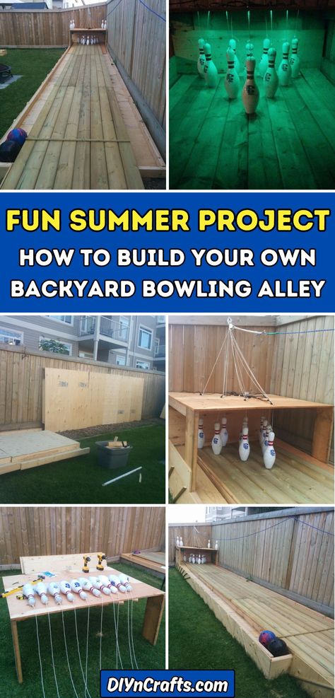 Fun Summer Project: How to Build Your Own Backyard Bowling Alley Backyard Bowling Alley, Mini Bowling Alley, Diy Bowling Alley, Backyard Bowling, Outdoor Bowling, Diy Bowling, Backyard Activities, Mini Bowling, Activities For Teens