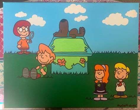 11”x14” original, hand painted piece. Acrylic paints used (Item sold) Cute Character Paintings, South Park Canvas Painting, Scooby Doo Canvas Painting, Acrylic Painting Cartoon Characters, Painting Ideas Small Canvas, Character Painting Ideas, Simple Cartoon Paintings, 90s Painting Ideas, Painting Ideas Christmas