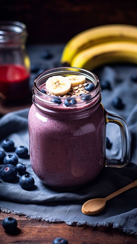 Protein Shakes Aesthetic, Smoothie Photography, Blueberry Smoothie, Blueberry And Banana Smoothie, Smoothie Protein, Blueberry Banana Peanut Butter Smoothie, Blueberry And Oats Smoothie, Blueberry Cinnamon Smoothie, Blueberry Banana Protein Smoothie