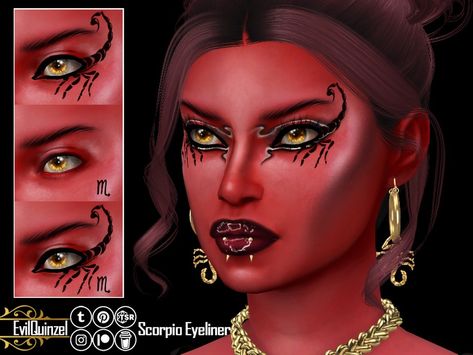 Sims 4 Tattoos, Makeup Cc, Graphic Liner, Makeup Tattoos, Red Necklace, Up Halloween, The Sims Resource, Sims 4 Mods, Sims Resource