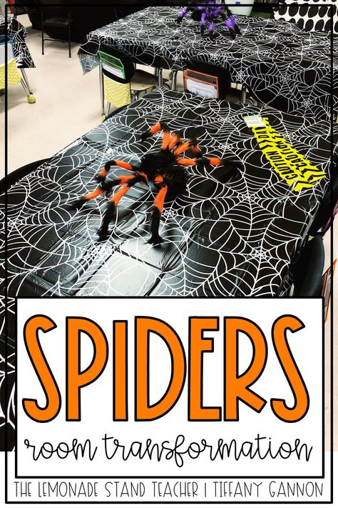 Spider Classroom Transformation, Spider Room Transformation, Spider Reading Comprehension, Spider Anchor Chart, First Grade Lesson Plans, Spider Lessons, Spider Unit, Spider Activities, Spider Craft