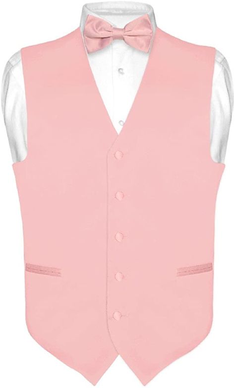 Men's Dress Vest & BowTie Solid DUSTY PINK Color Bow Tie Set XL at Amazon Men’s Clothing store Mens Dress Vests, Pink Tuxedo, Vesuvio Napoli, Vest And Bow Tie, Dusty Pink Color, Dress Vest, Pink Vest, Bow Tie Set, Prom Suits