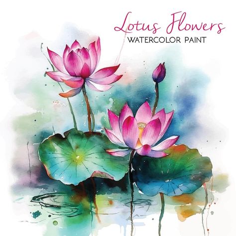 Lotus Flower Watercolor, Lotus Flower Painting, Watercolor Lotus, Pond Painting, Lotus Painting, Buddha Art Painting, Flower Watercolor, Watercolor Flower Art, Plant Painting