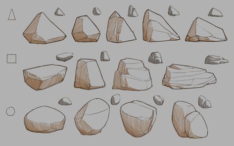 ArtStation - Basic Practice Rock#04, Vergil Chen Stone Drawing Reference, Rock Digital Art, How To Draw Rocks Step By Step, Rock Drawing Reference, How To Draw A Rock, How To Draw Rocks, Stone Concept Art, Rock Drawing Ideas, Stone Sketch