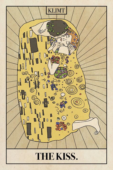 Klimt Tarot, The Kiss Klimt, Klimt Tattoo, Klimt The Kiss, Abstract Tattoo Ideas, Kiss Painting, Abstract Tattoos, Tarot Card Tattoo, The Kiss (klimt)