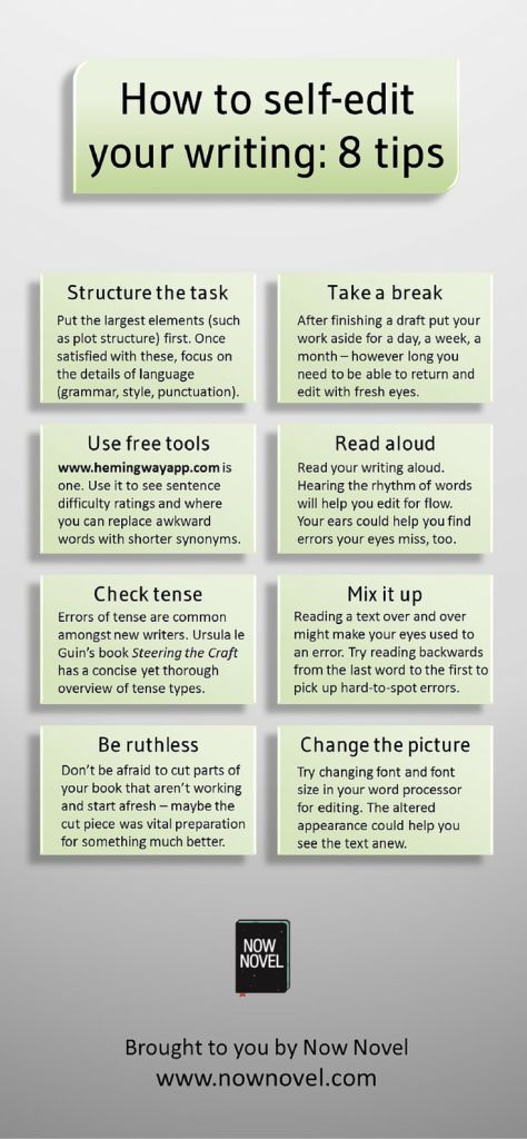 #Infographic: How to self-edit your writing: 8 #editingtips Editing Writing, Book Writing Tips, English Writing, Writing Resources, Writing Life, Writing Advice, Writing Quotes, Writing Words, Writing Process