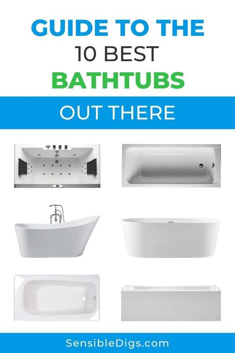 Even if you're a fan of showering, there's something so magical and soothing about a nice long soak in the bath. If you're looking to buy a new bathtub, look no further than our list of 10 of the best on the market today. #bathtub #bathtubcorner #bathtubmakeover #bathtubideas #bathroomideas #bathroomdiy #homerenovationideas Bathtub Makeover, New Bathtub, Deep Bathtub, Bathtub Sizes, Tub Sizes, Best Bathtubs, Small Tub, Tub Ideas, Acrylic Tub