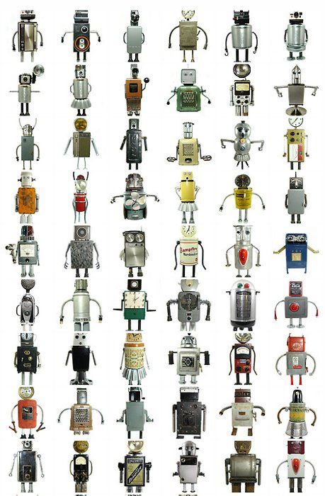 Robot Ideas, Recycled Robot, Robot Sculpture, Diy Robot, Retro Robot, Trash Art, Arte Robot, Found Object Art, Object Art