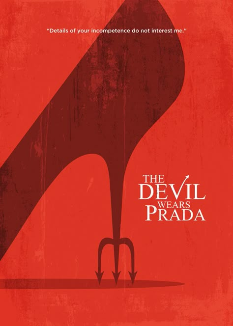 Iconic Movie Posters Graphic Design, Minimalist Movie Poster Design, Film Poster Design Ideas, The Devil Wears Prada Poster, Devil Wears Prada Poster, Devil Wears Prada Aesthetic, Red Movie Poster, Red Poster Aesthetic, Posters For Dorm Room