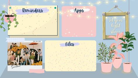 #seventeen #carat #rosequartz_and_serenity #desktoporganizer #wallpaper Desktop Organizer, Let Your Light Shine, Desktop Organization, Seventeen, Let It Be, Design