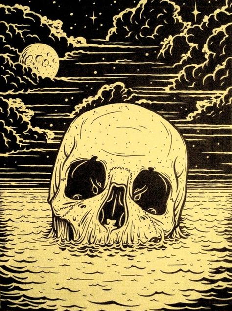 Floating skull. Mike Giant, Skull Illustration, Skeleton Art, 다크 판타지, Arte Inspo, A Skull, Skull Tattoos, Skull And Bones, Memento Mori