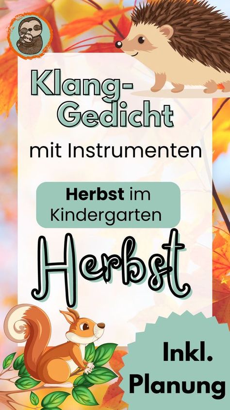 Eine musikalische Idee für den Kindergarten und die Kita im Herbst. Dieses sofort umsetzbare Klang-Gedicht passt hervorragend zum Herbst. Ideal für den Morgenkreis. Halloween Kindergarten, Kindergarten, Preschool, Education, Pre School