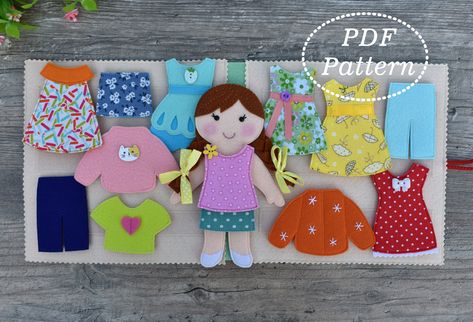 This sample pdf will give you instructions to make the Doll House Quiet Book! 🎀🎀🎀 Book size: 7.87"x 7.87" (20 cm x 20 cm) Felt Farm Animals Pattern, Baby Zintuiglijk, Felt Fishing Game, Clothes Pin Games, Felt Games, Doll Template, Book Dress, Diy Quiet Books, Baby Quiet Book