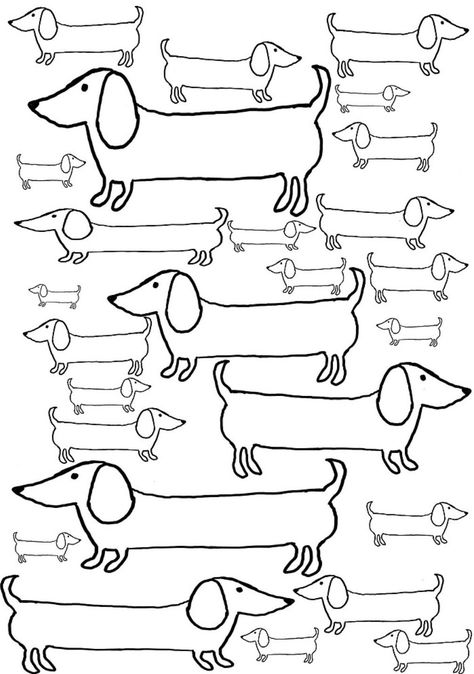 Weiner Dog Crafts, Sausage Dog Doodle, Sausage Dog Drawing, Dachshund Doodle, Dachshund Embroidery, Dachshund Drawing, Biker Dog, Dachshund Silhouette, Dachshund Tattoo