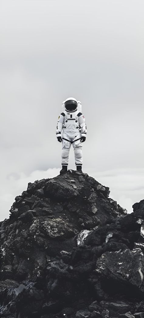 Discover the allure of the unknown with this breathtaking image of an astronaut on a lunar landscape. Save & follow for more cosmic journeys. Perfect for lovers of space exploration and art enthusiasts alike. Get lost in the vastness of space, feel the solitude of the cosmos, and let your imagination soar to new heights. Don't miss out on owning a piece of this extraterrestrial adventure.  #SpaceArt #Astronaut #CosmicVoyage #ArtPrints #ImagePrompt #AiImage Astronaut Phone Wallpaper, Astronaut Aesthetic Art, Spaceman Wallpaper, Lunar Wallpaper, Photoshoot Space, Wallpaper Surreal, Space Perspective, Adventure Graphics, Lost Astronaut